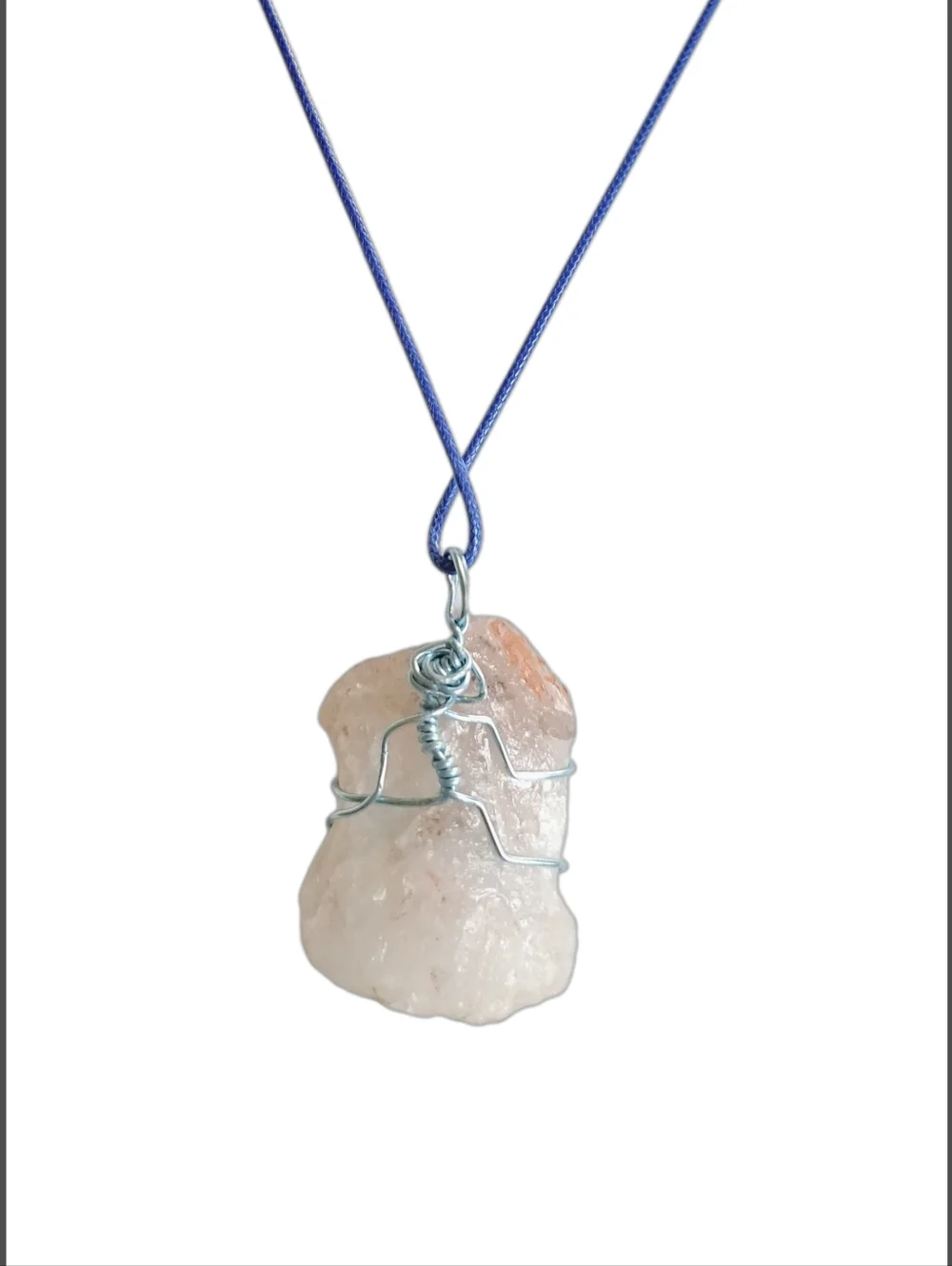 Minimalist Raw Pink Quartz Pendant with Cord Necklace | NWOT